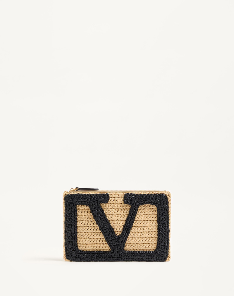 VALENTINO GARAVANI VIVA SUPERSTAR SYNTHETIC RAFFIA POUCH 1
