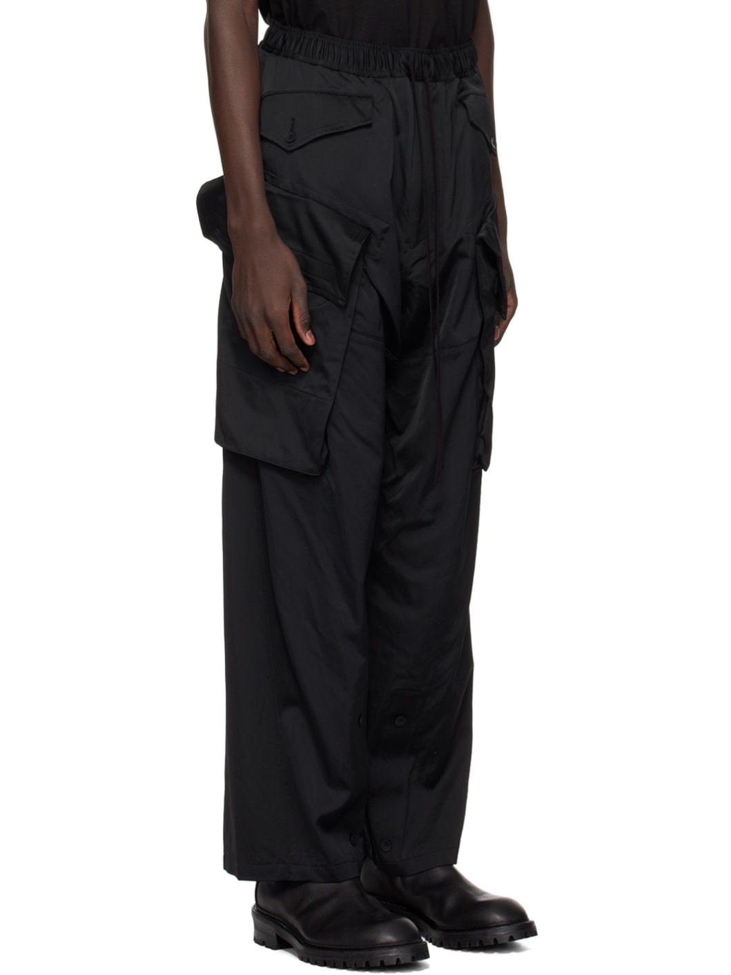 Black Wide Cargo Pants - 2