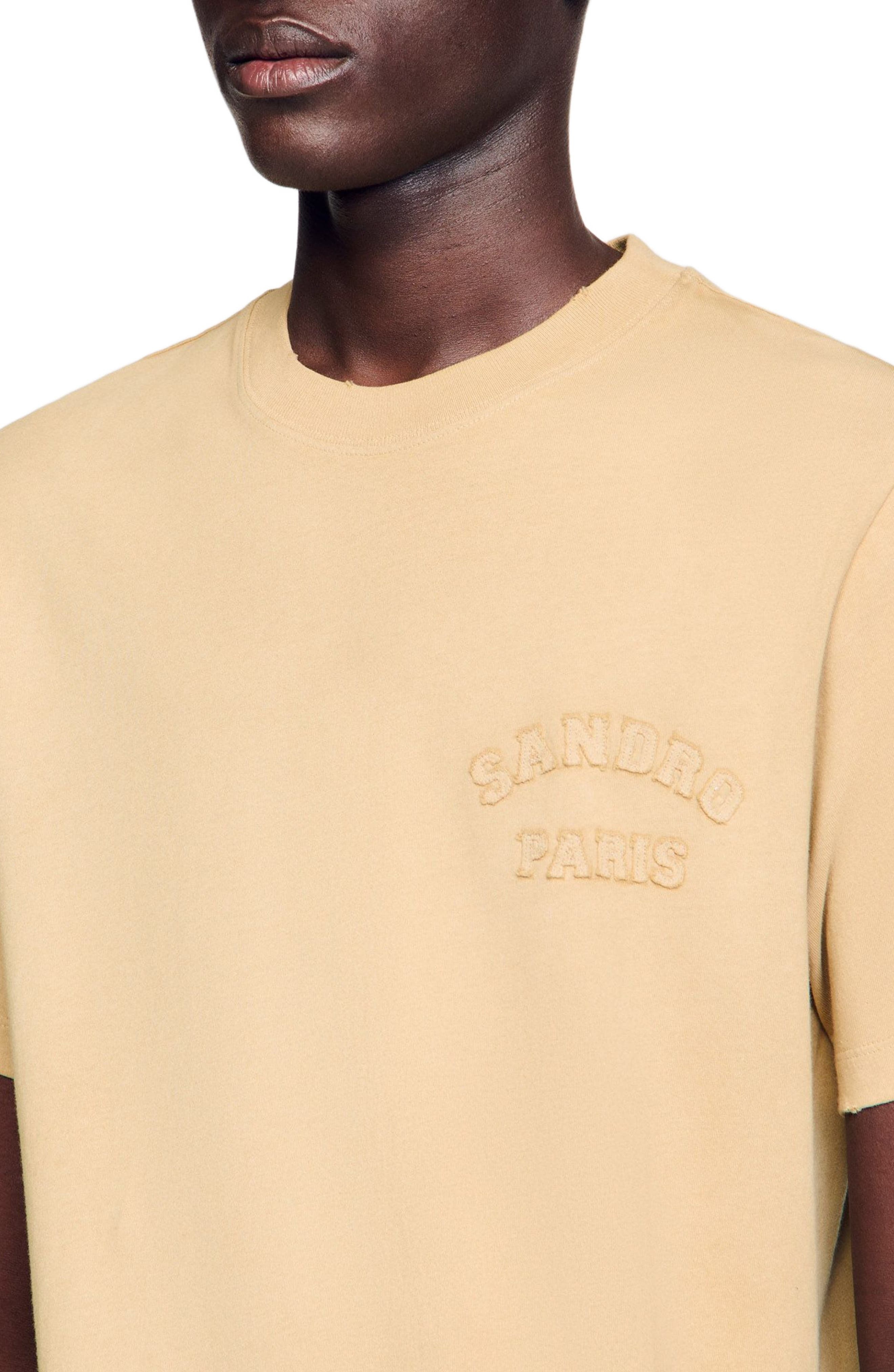 SANDRO Worn-effect T-shirt in Sand. at Nordstrom - 4