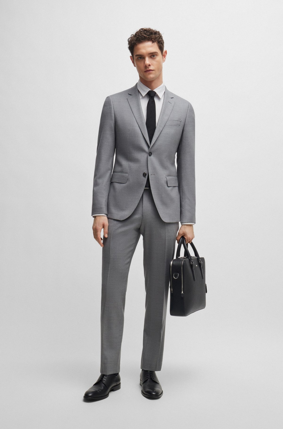 SLIM-FIT SHIRT IN PATTERNED PERFORMANCE-STRETCH FABRIC - 4