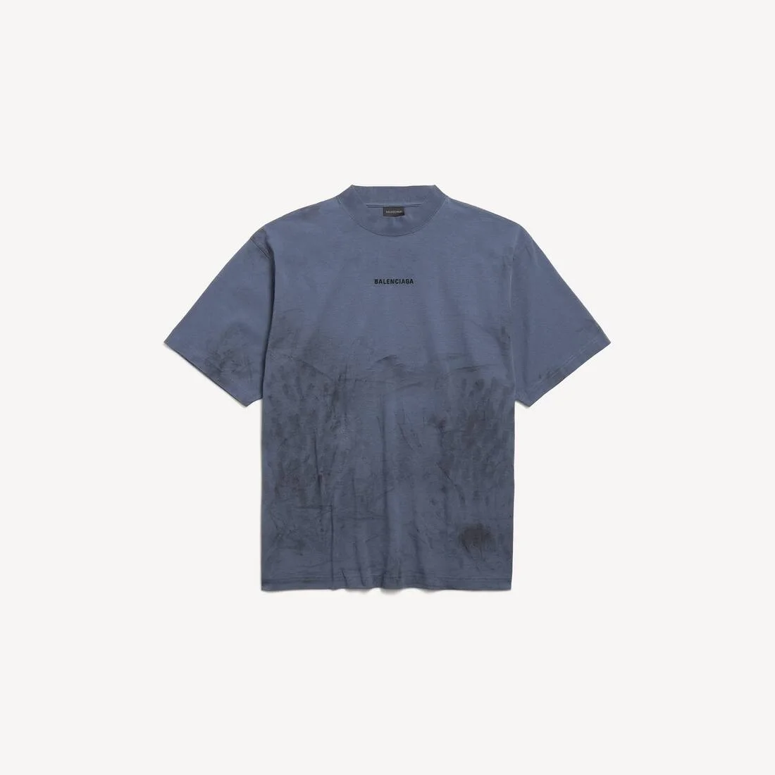 Men's Balenciaga Back T-Shirt 중간 적합 Faded Dark Blue/black - 1