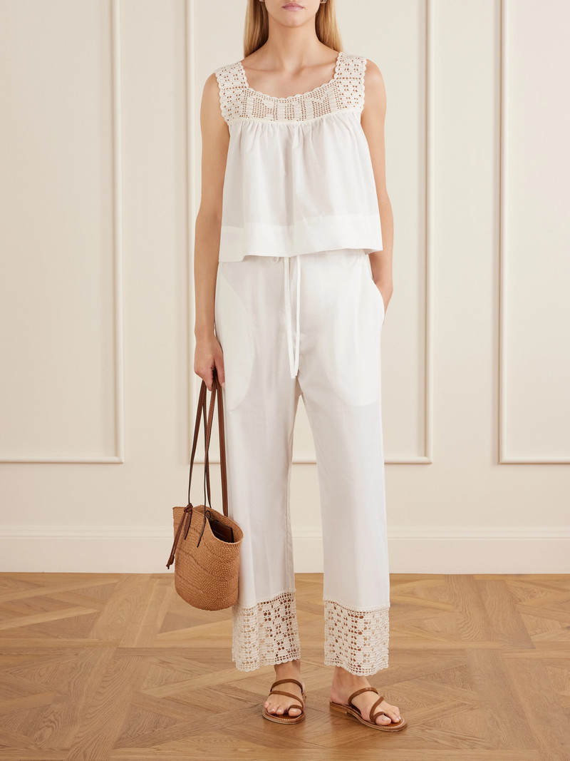 CALLE DEL MAR Heirloom Lace-trimmed Cotton-poplin Top outlook