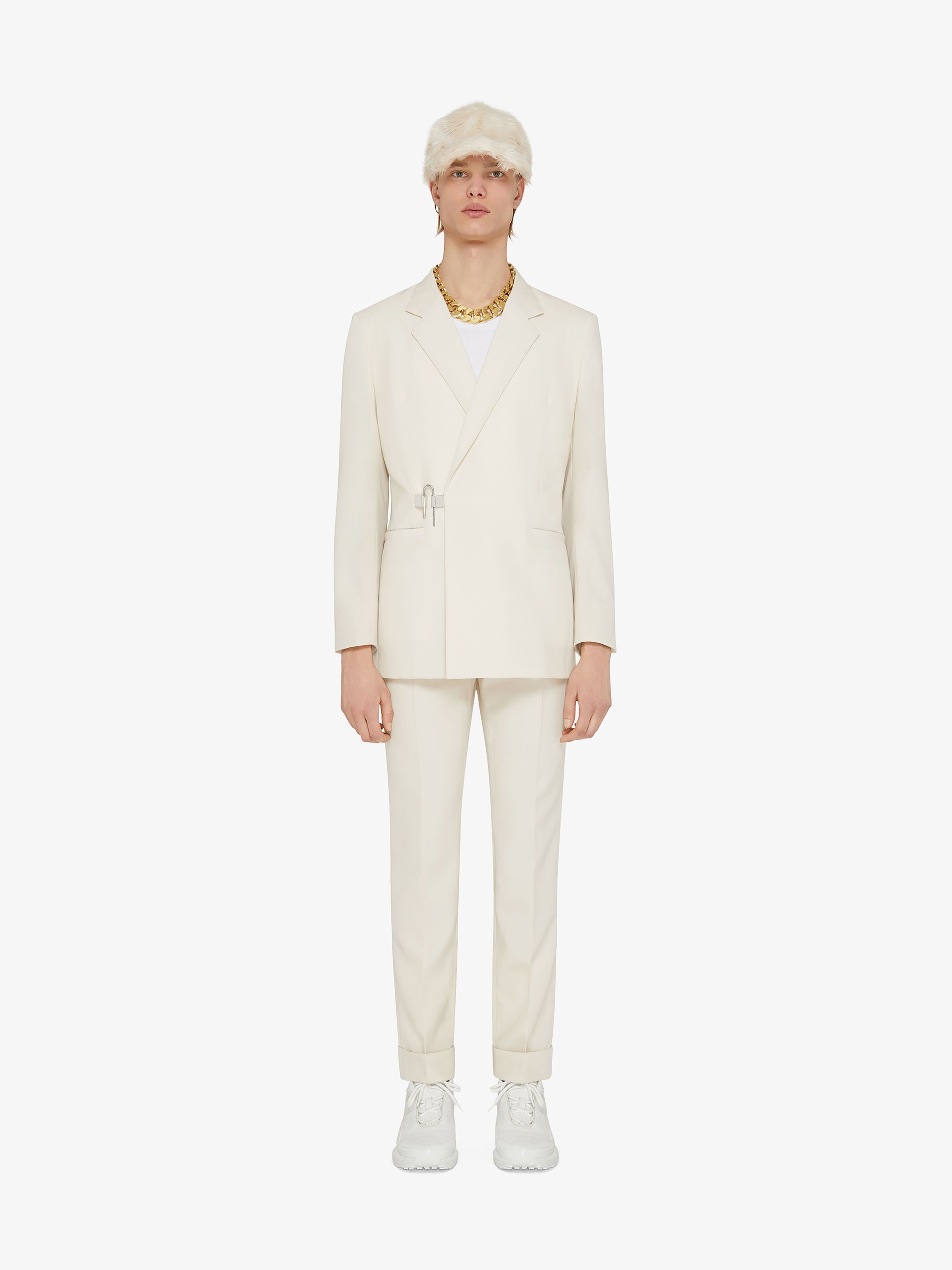 SLIM FIT PANTS IN WOOL WITH METALLIC DETAILS - 2