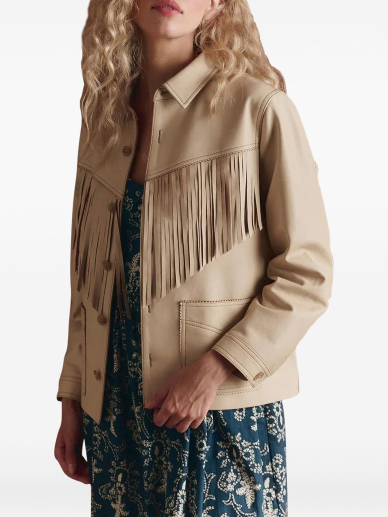 THE GREAT. fringe leather jacket outlook