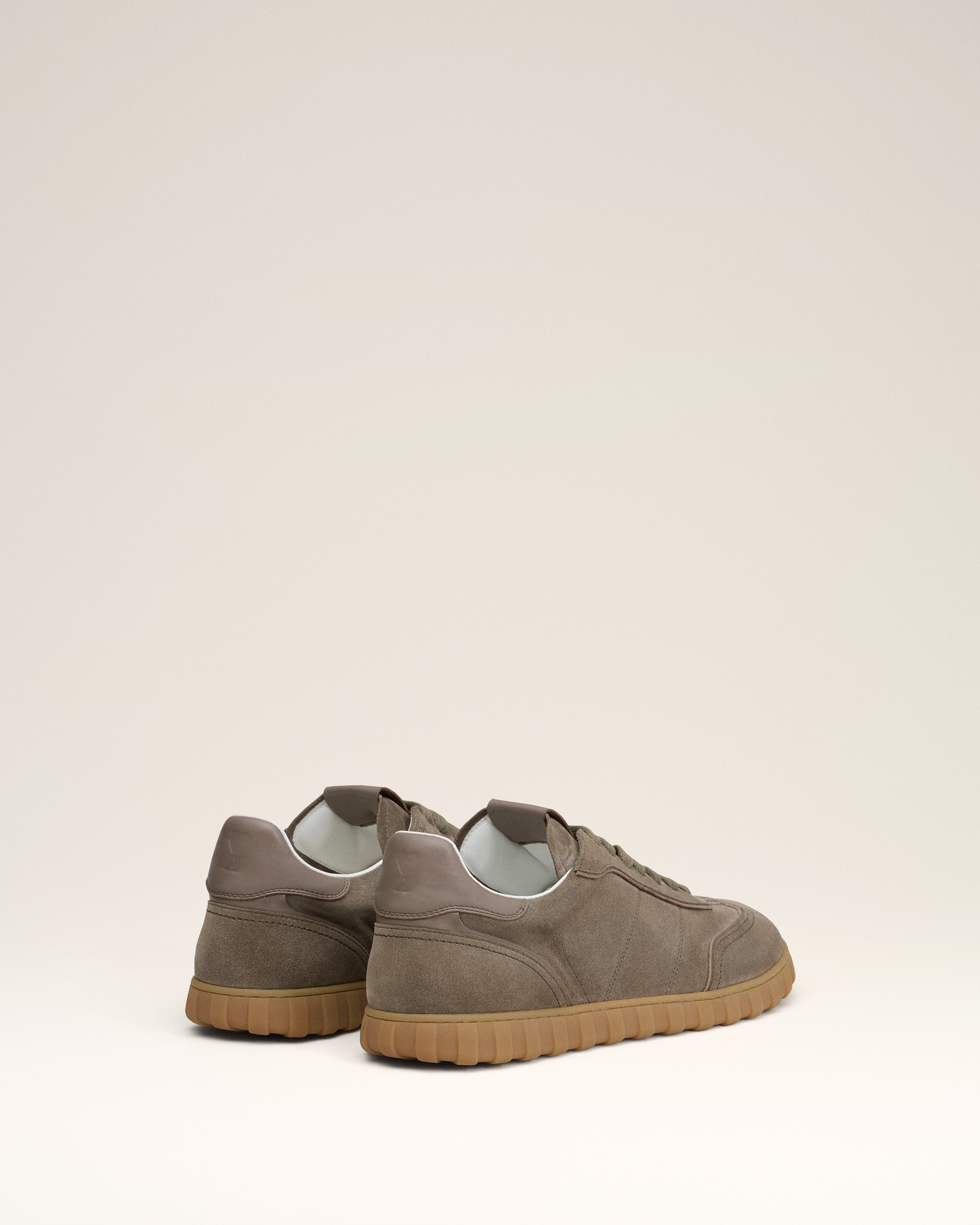BEIGE LEATHER LOW TOP STEP SNEAKERS - 4