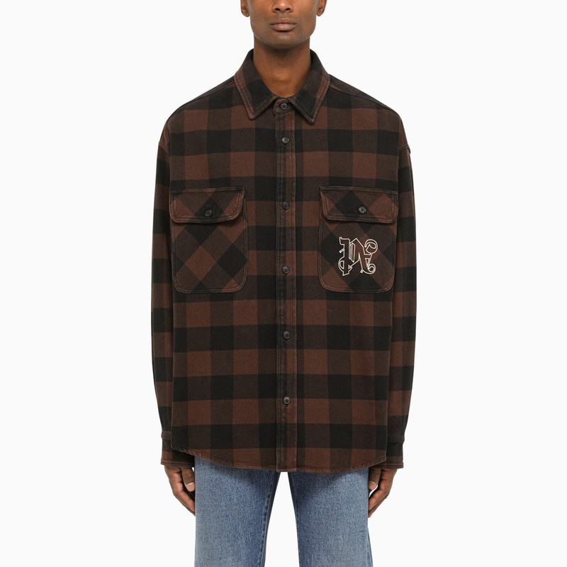 Brown check pattern shirt - 1