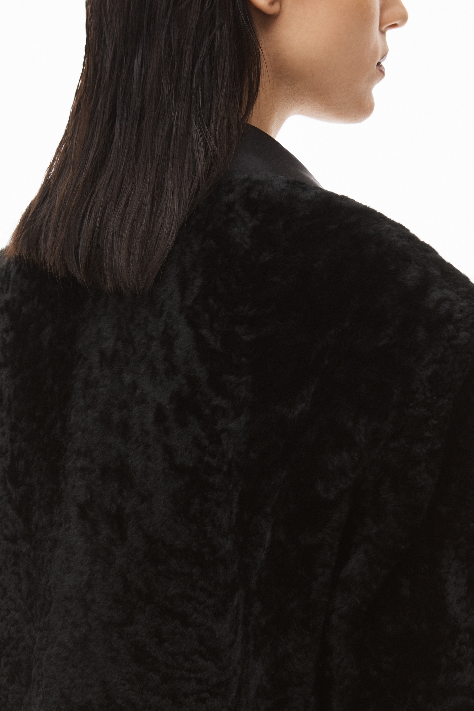 tuxedo coat in short curly shearling - 6