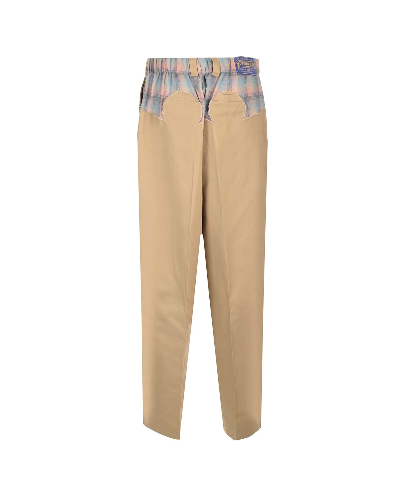 Trousers With Checked Wool Insert - 2