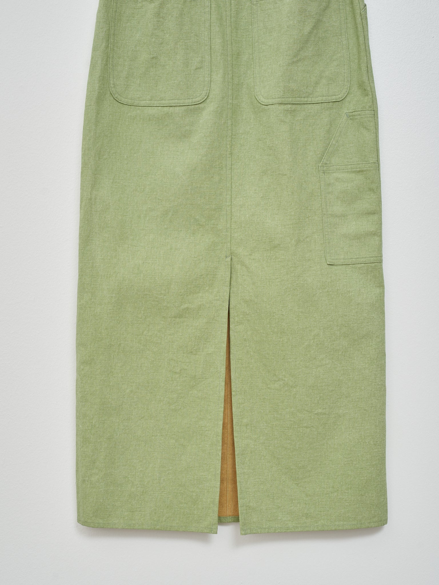 Washed Hard Twist Canvas Skirt - Green - 7