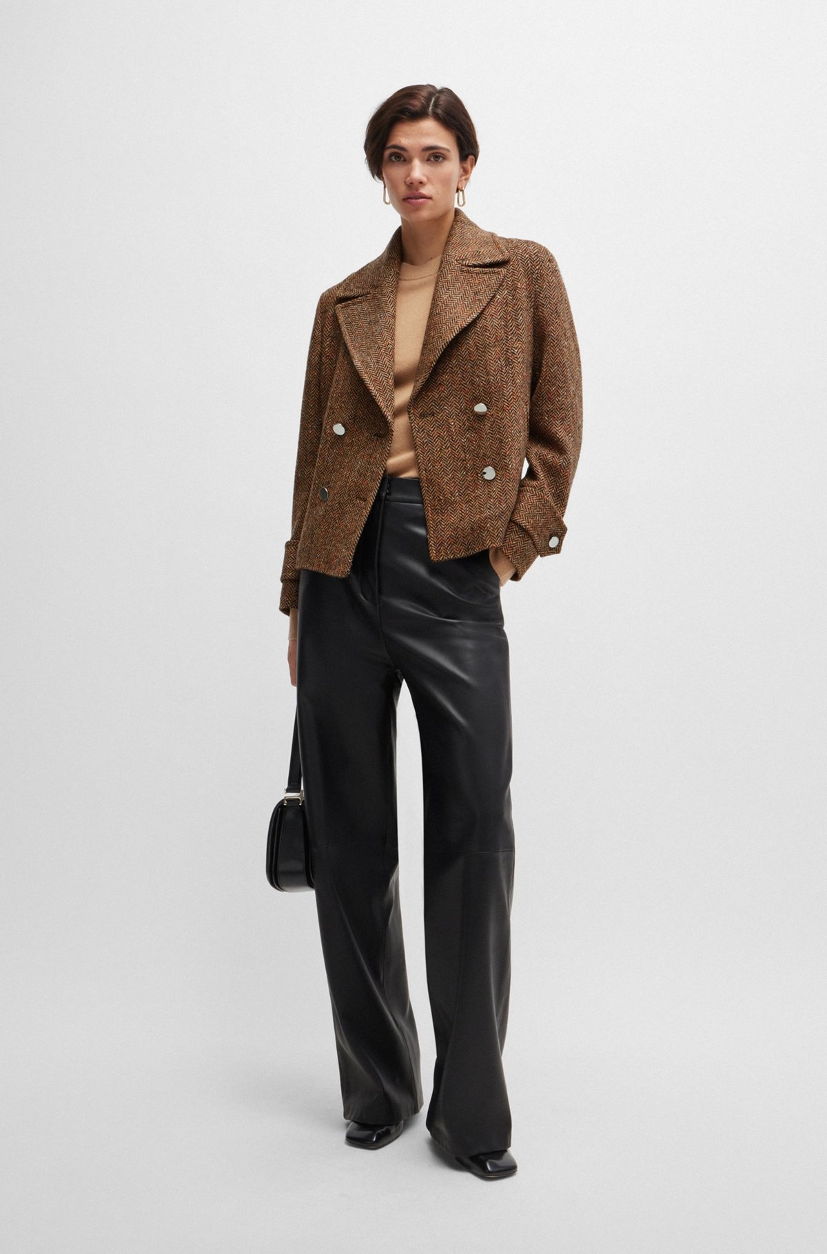 REGULAR-FIT DOUBLE-BREASTED COAT IN HERRINGBONE TWEED - 3
