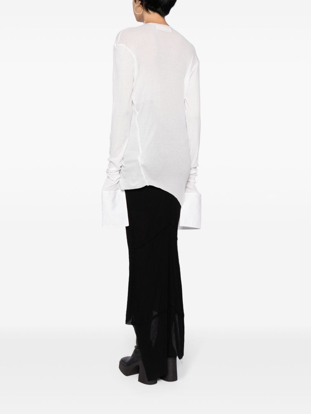 knitted-panel poplin shirt - 4