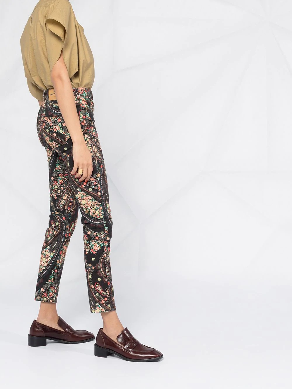 paisley print slim-fit jeans - 4