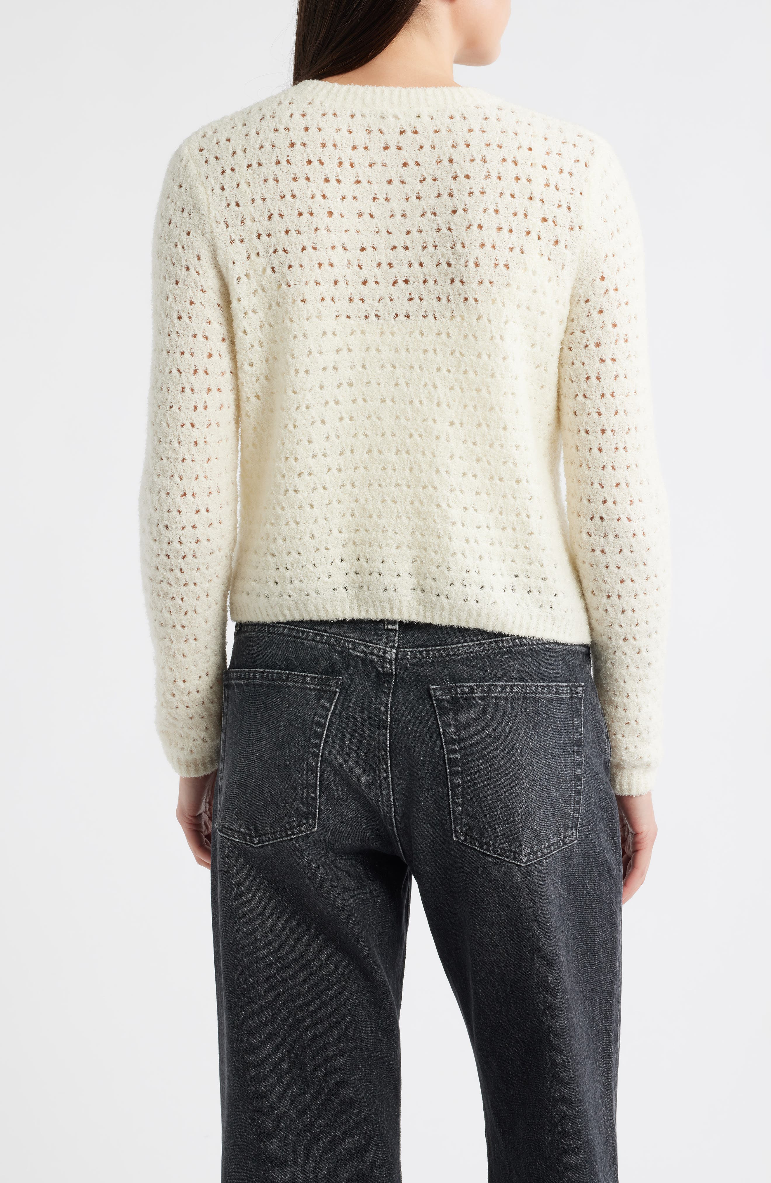 FRAME The Chenille Open Stitch Cardigan in Cream at Nordstrom - 2