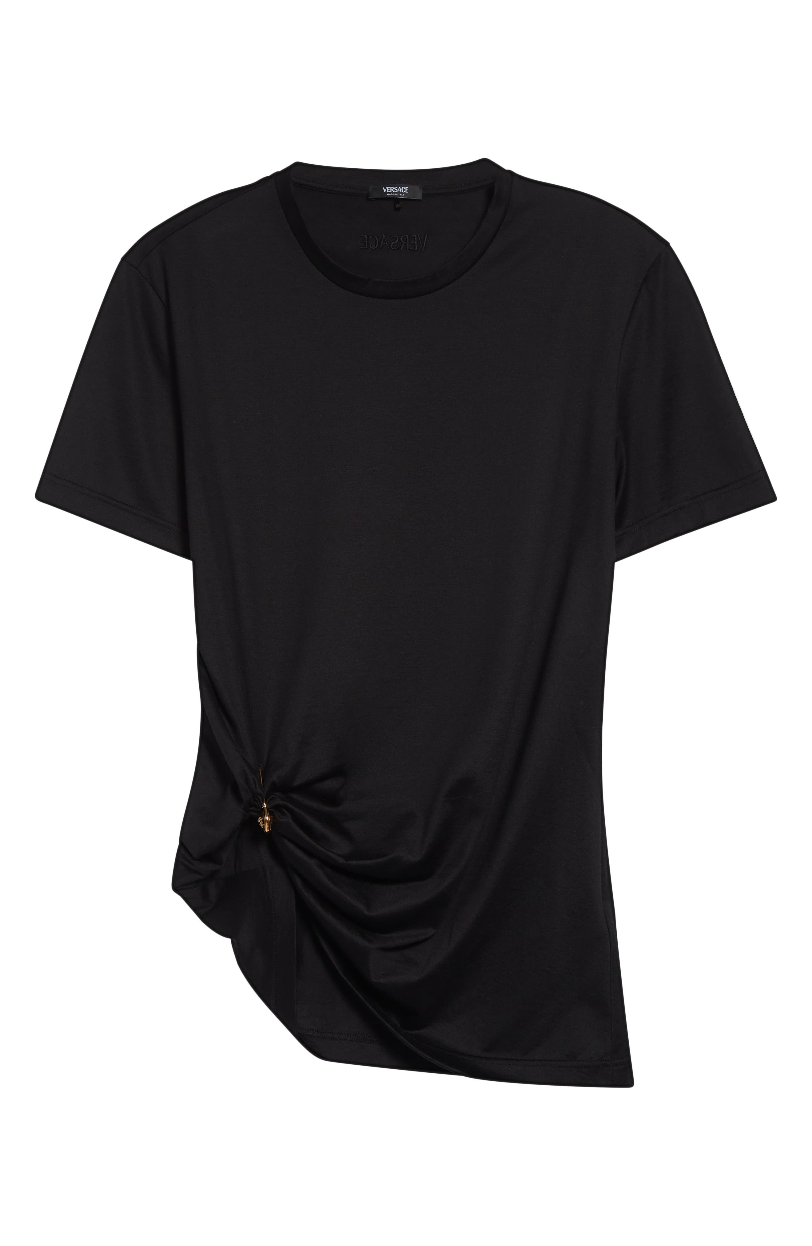 Versace Safety Pin Silk & Cotton T-Shirt in Black at Nordstrom - 6