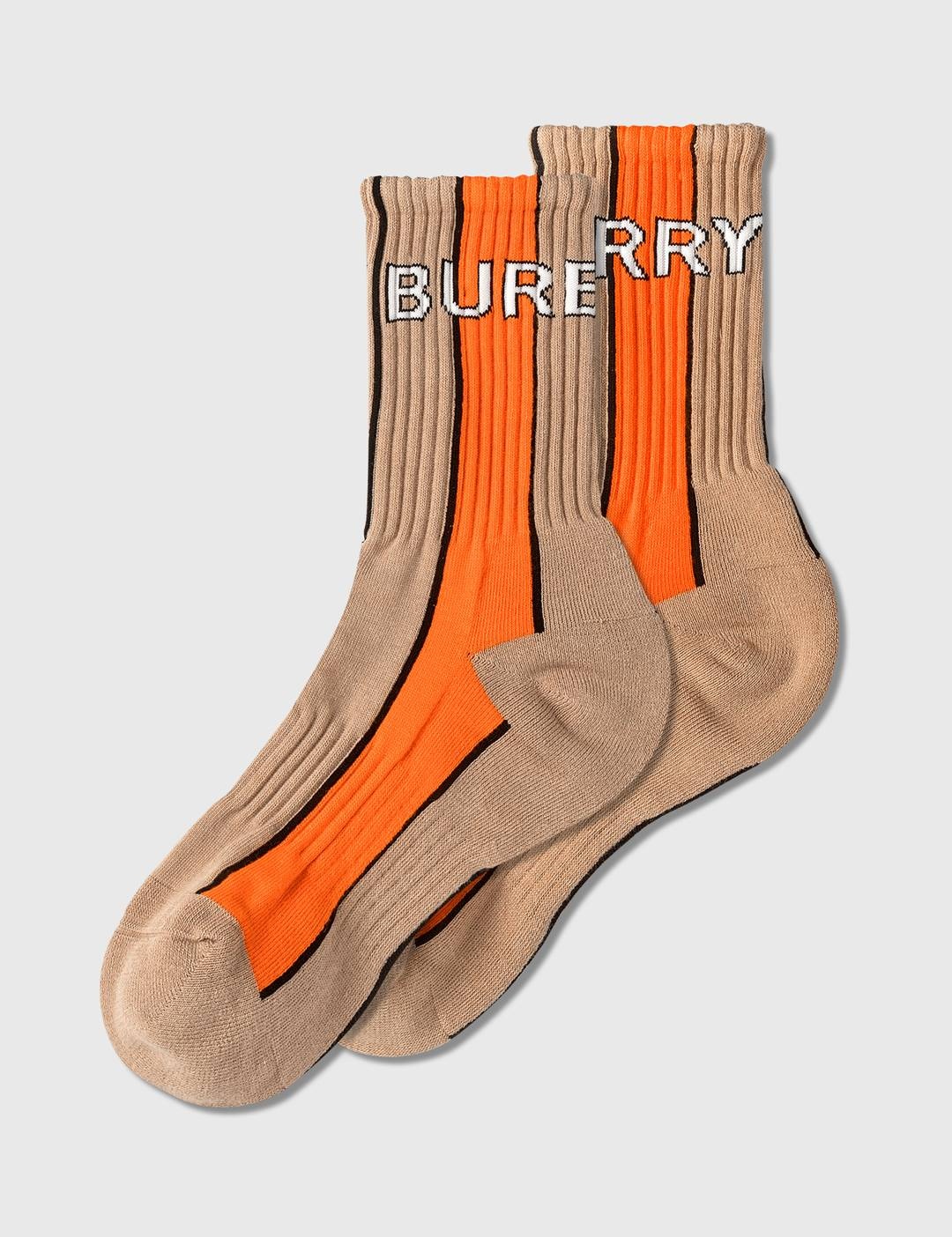 Logo Intarsia Striped Cotton Blend Socks - 3