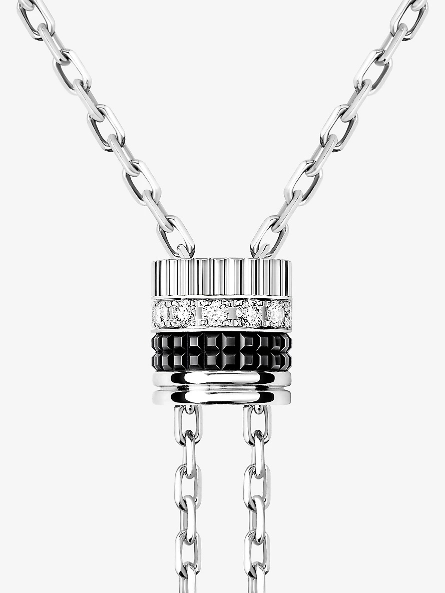 Quatre Black Edition 18ct white-gold and 0.18ct diamond small tie necklace - 3