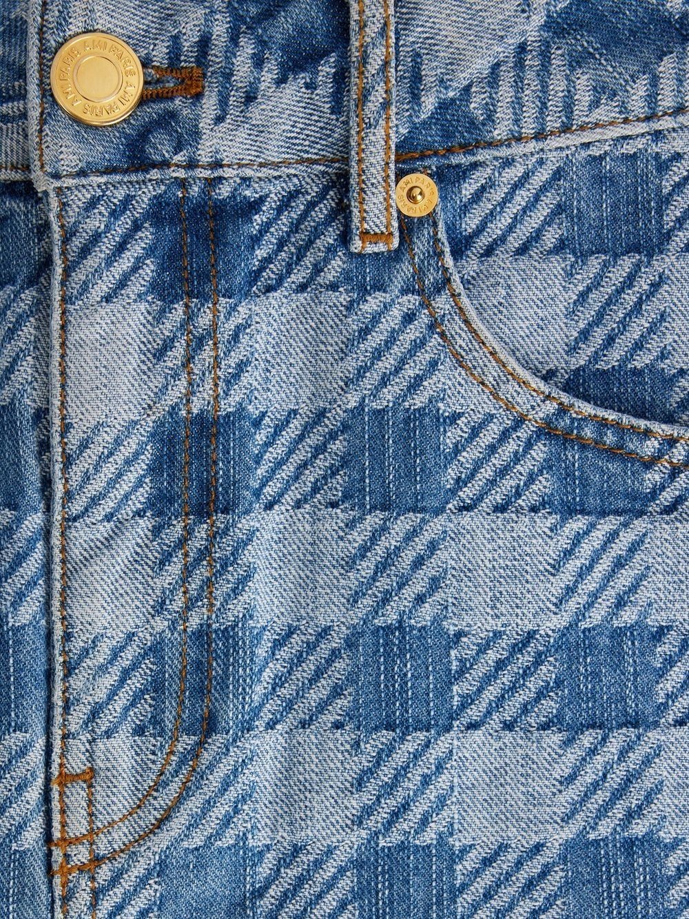 checked denim miniskirt - 5