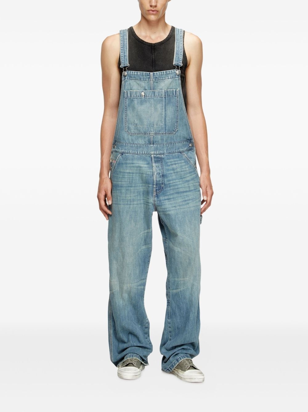 denim pocket dungarees - 3