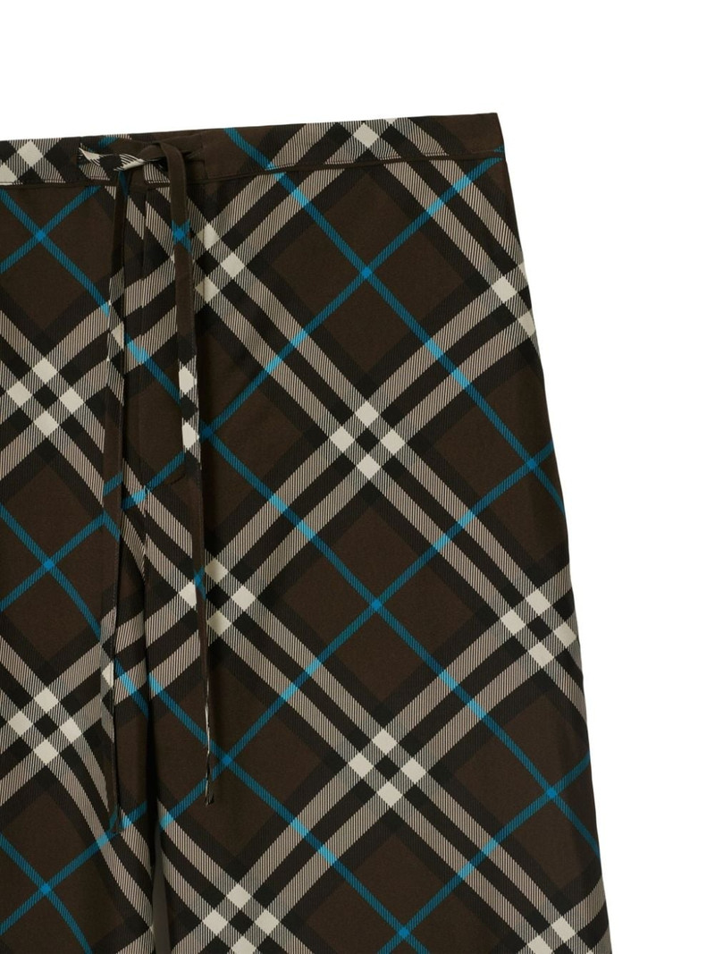 check-pattern silk trousers 5