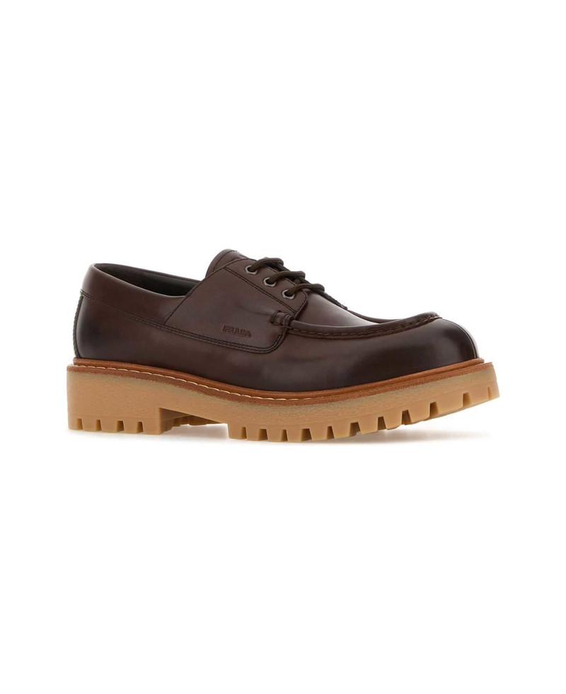 Prada Brown Leather Lace-up Shoes outlook