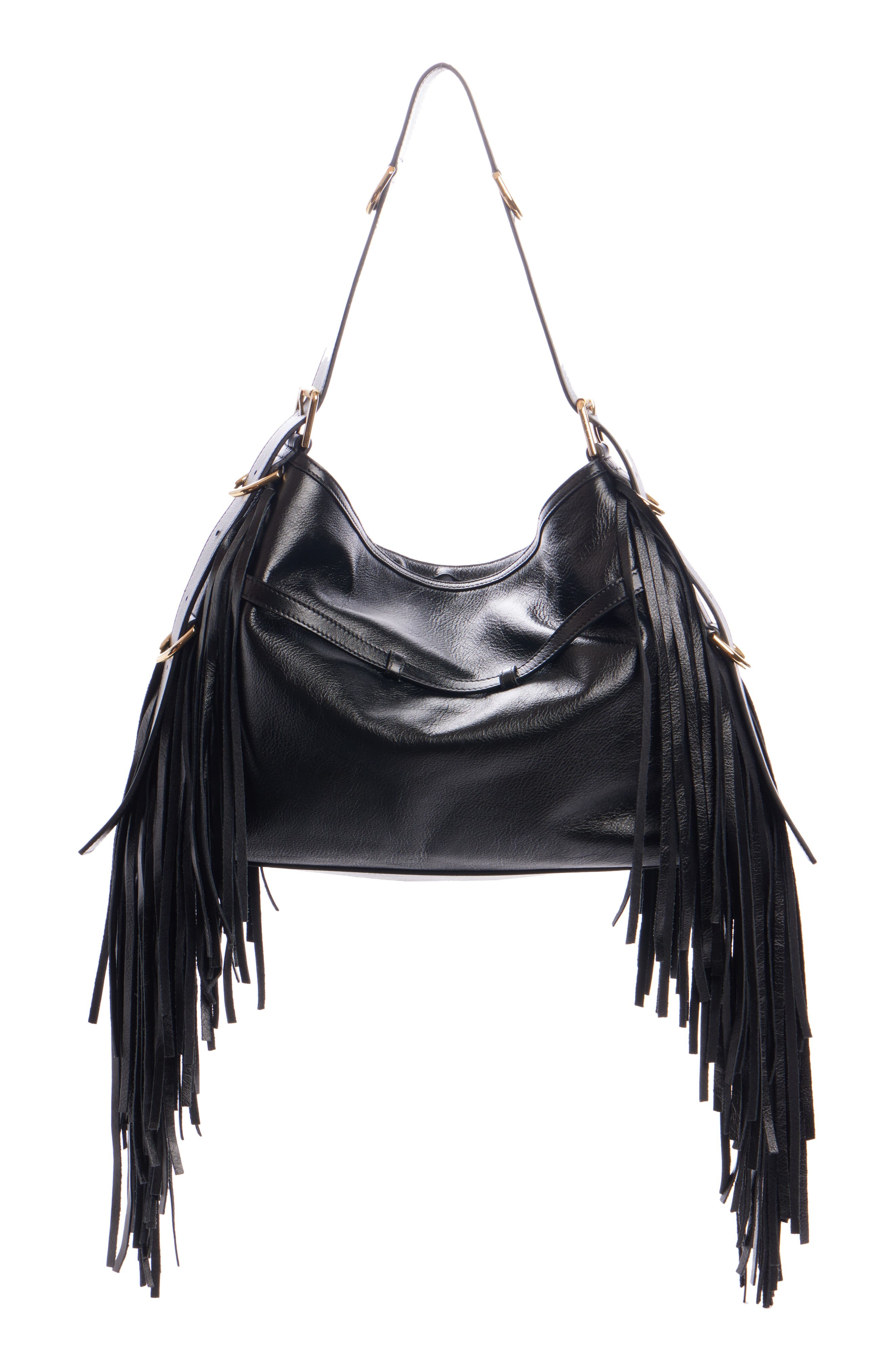 Givenchy Medium Voyou Fringe Leather Hobo Bag in 001-Black at Nordstrom - 3