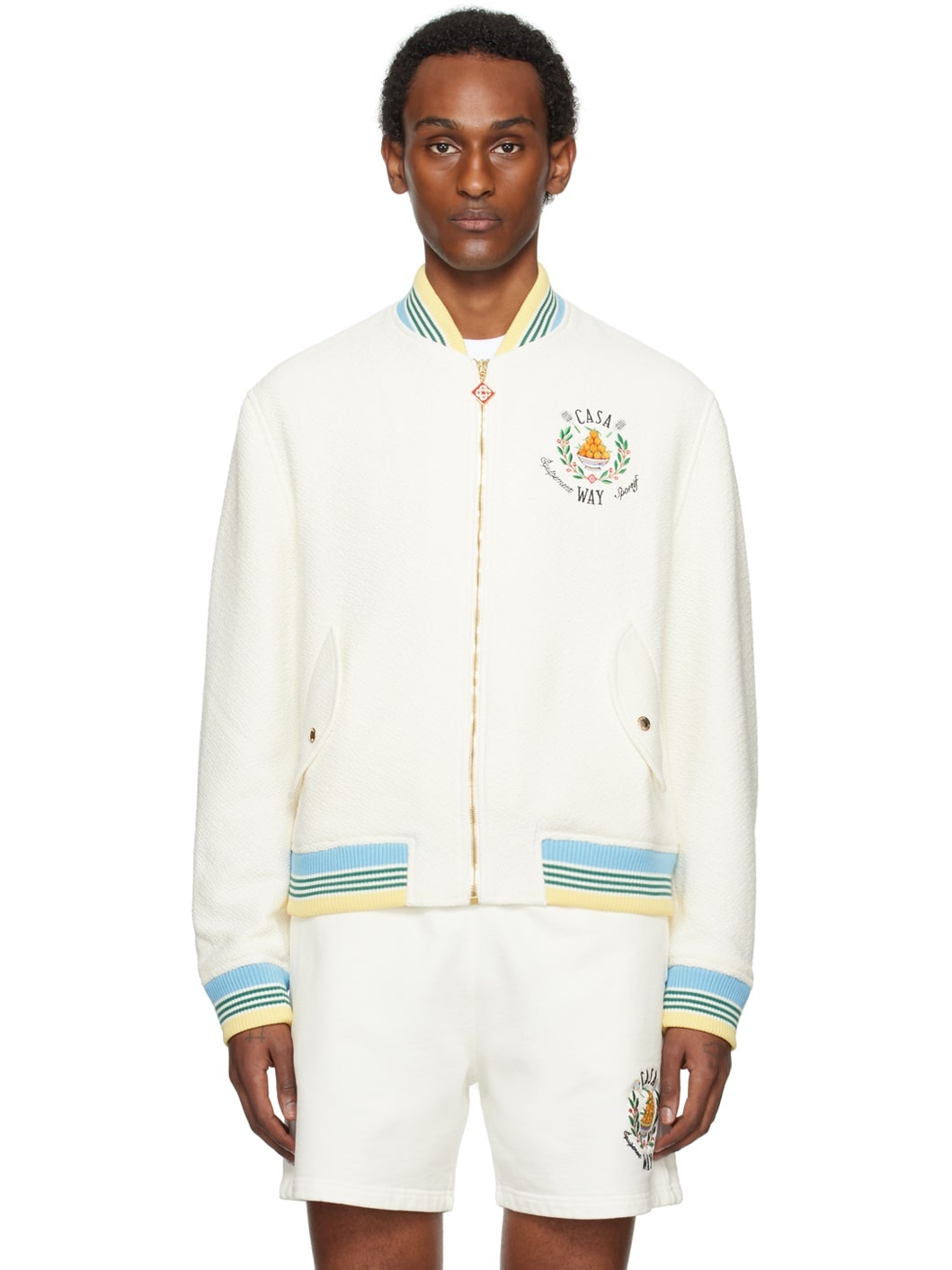 Off-White Embroidered Bomber Jacket - 1