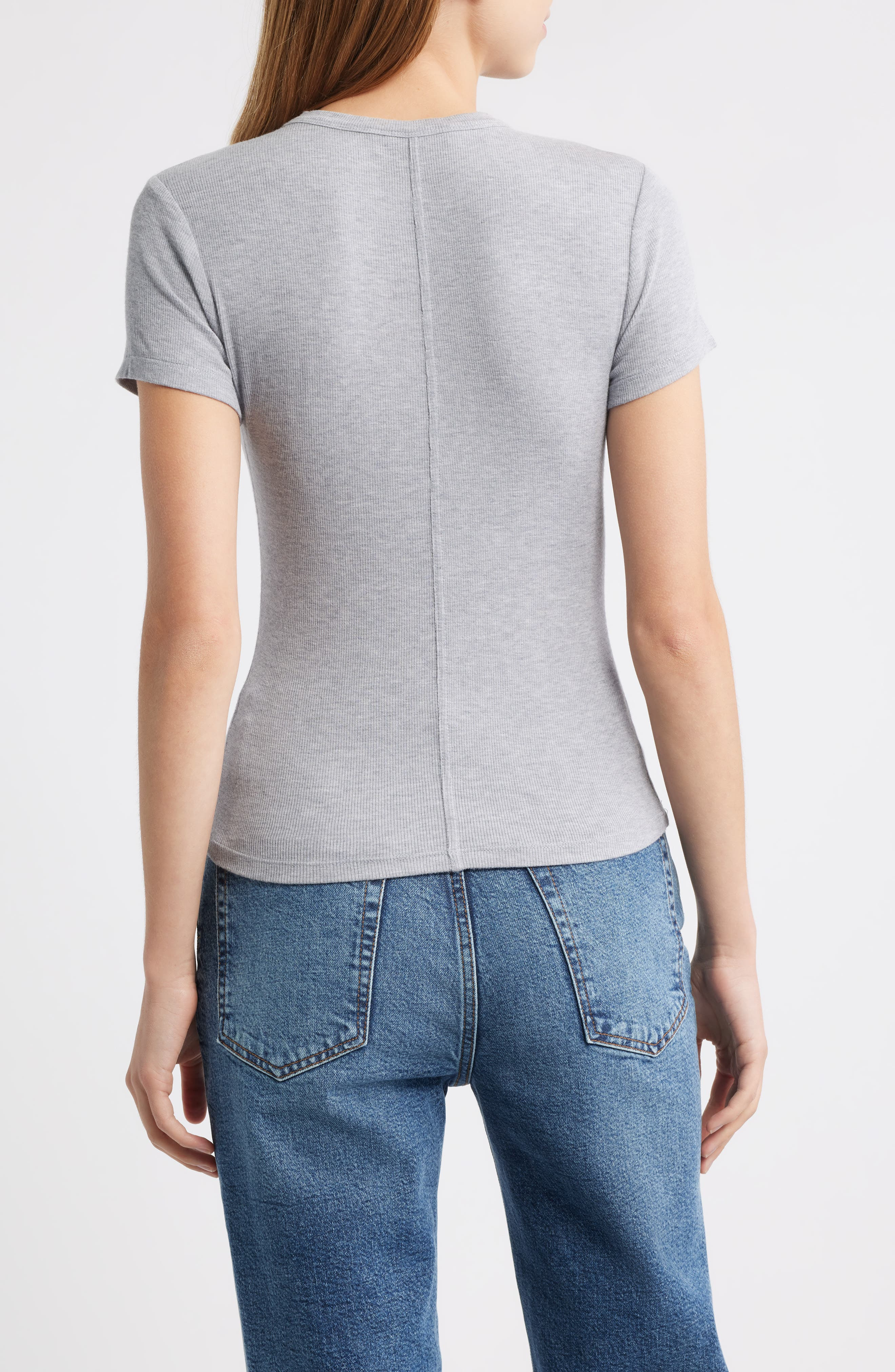FRAME The Rib Baby T-Shirt in Heather Grey at Nordstrom - 2