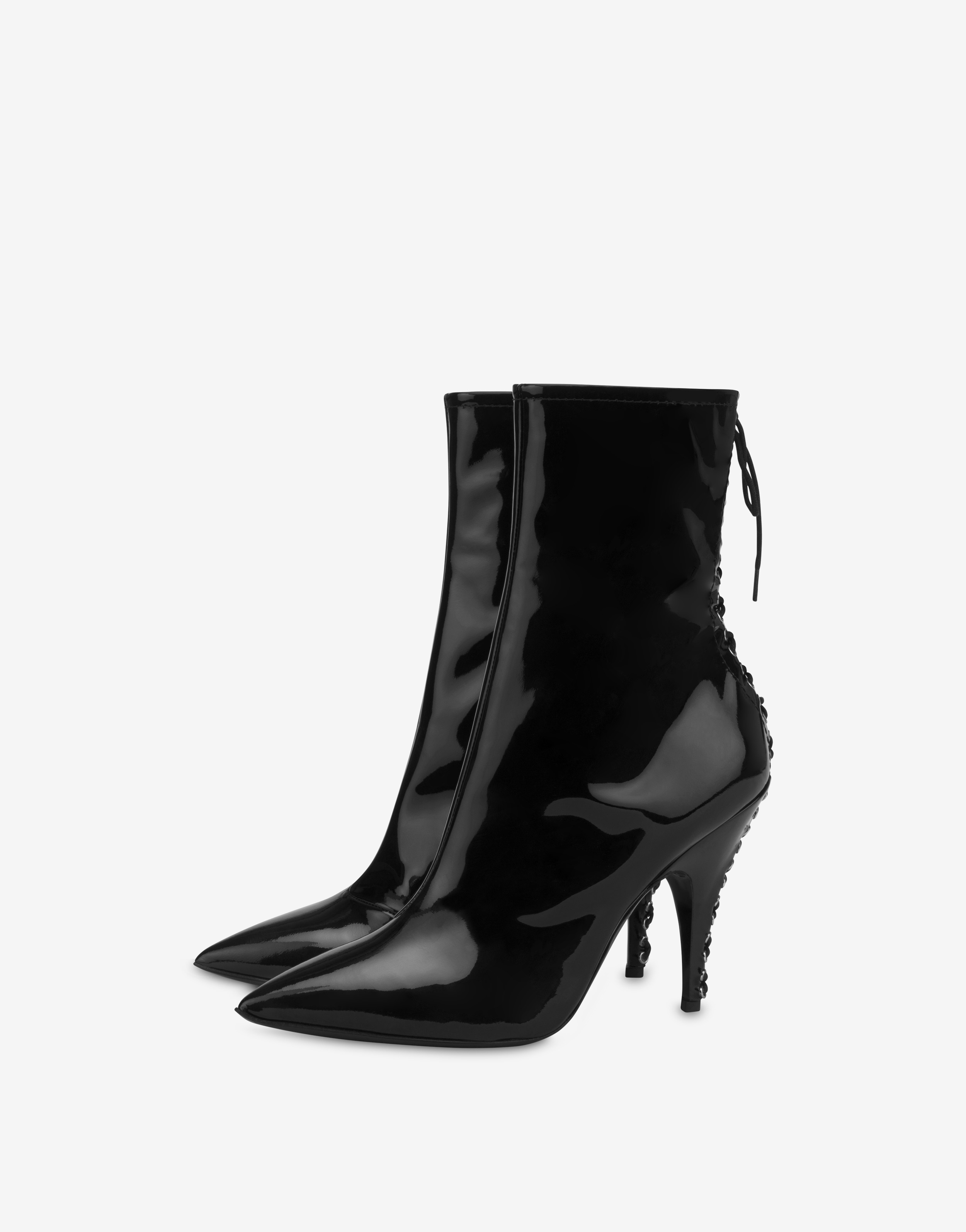 PATENT LEATHER ANKLE BOOTS WITH LACING - 1