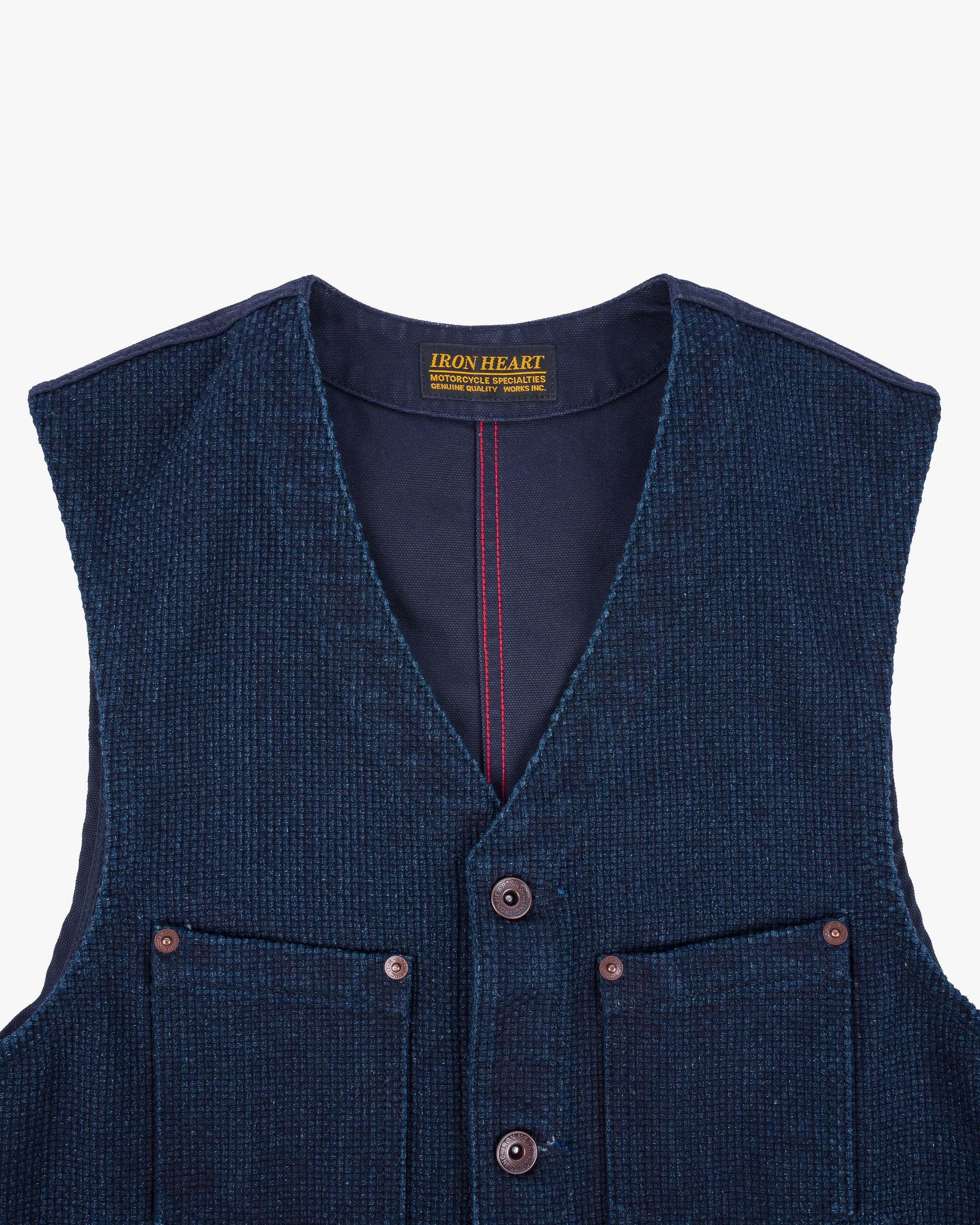 14OZ SASHIKO DOBBY CLOTH / DUCK WORK VEST - INDIGO - 6