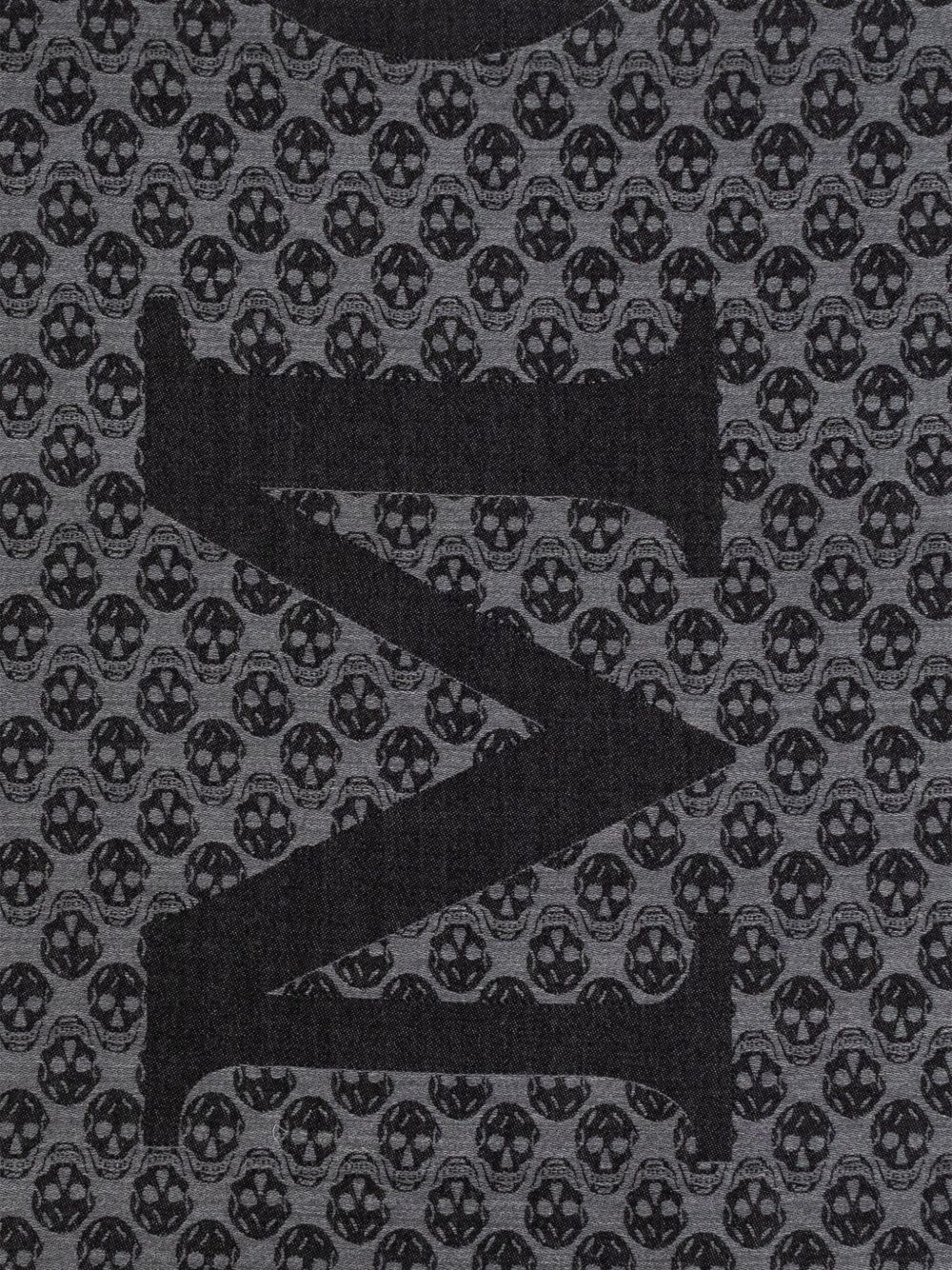 skull-print wool scarf - 2