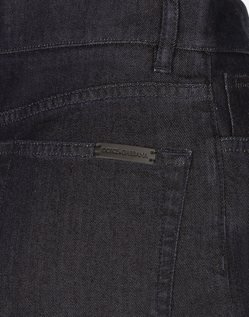 Flared cotton denim and silk jeans 6