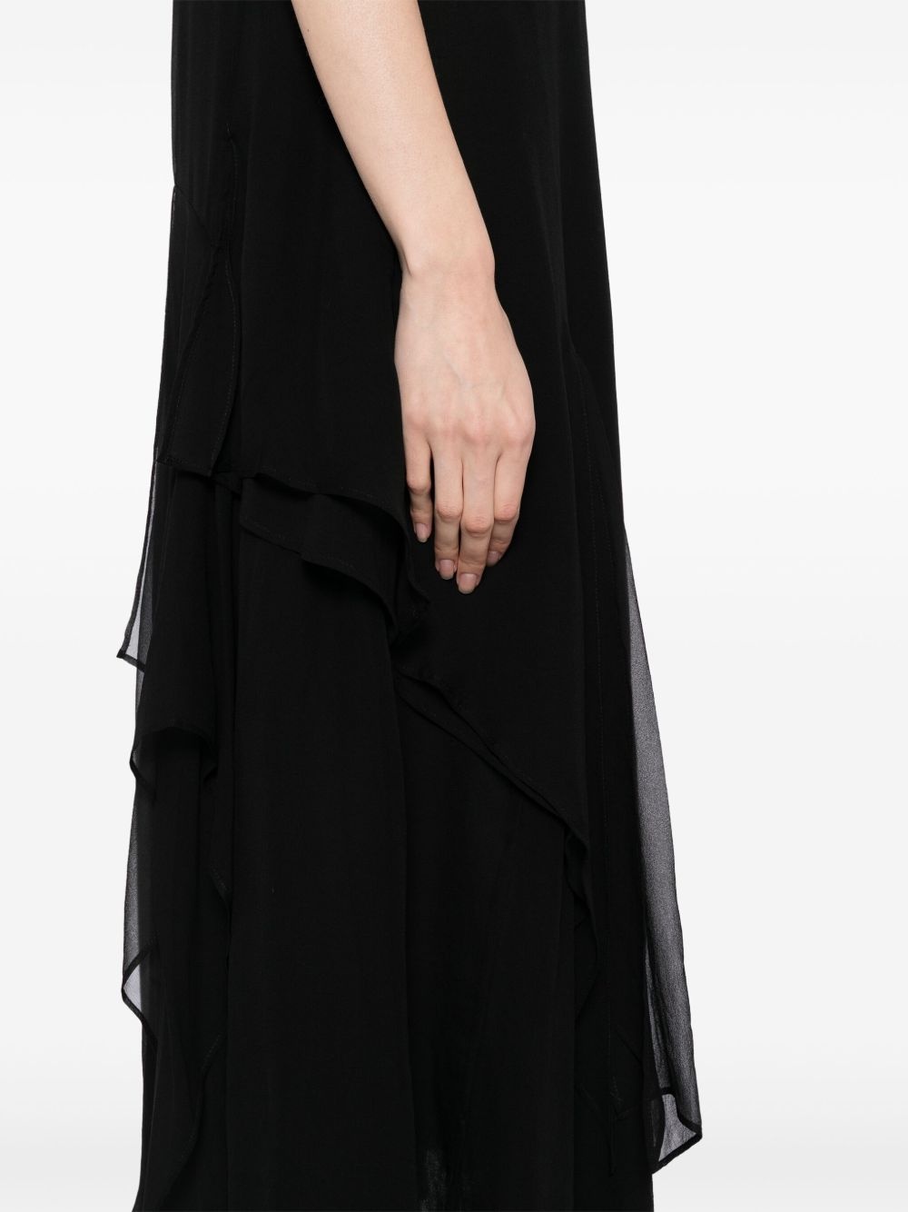 draped square-neck dress - 5