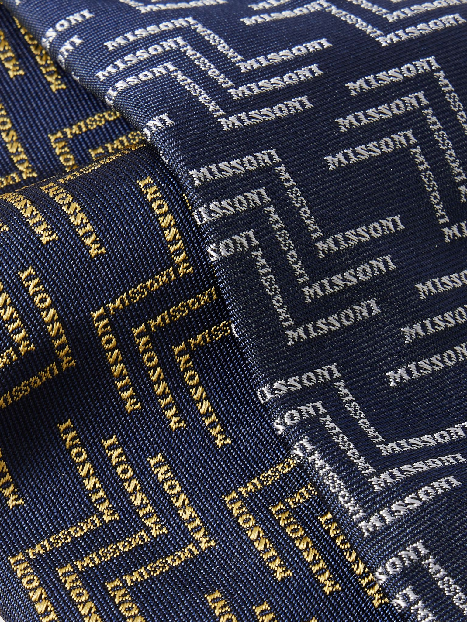 Set of Two 7cm Logo-Embroidered Silk-Jacquard Ties Blue - 3