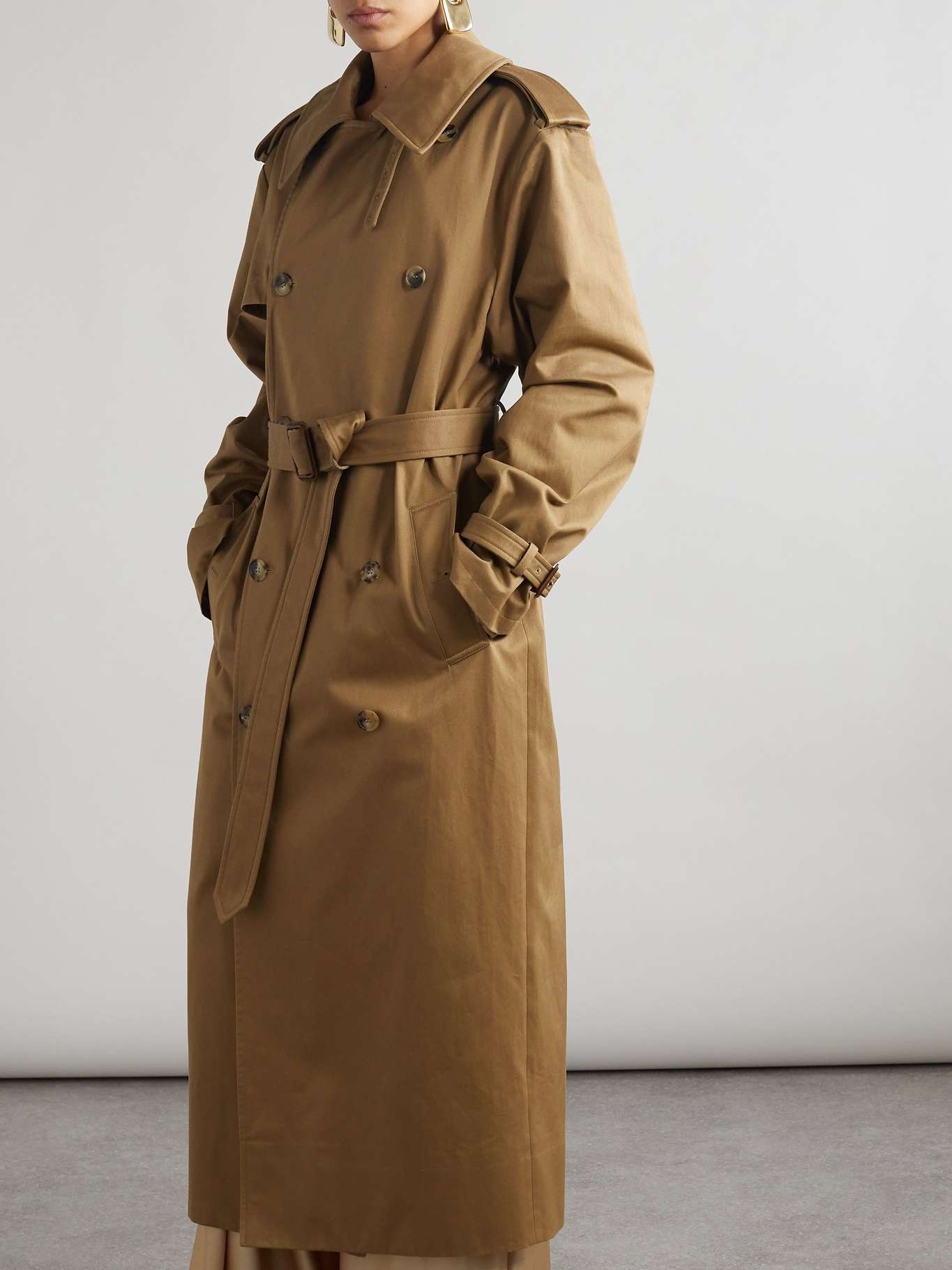 Oversized belted cotton-twill trench coat - 3