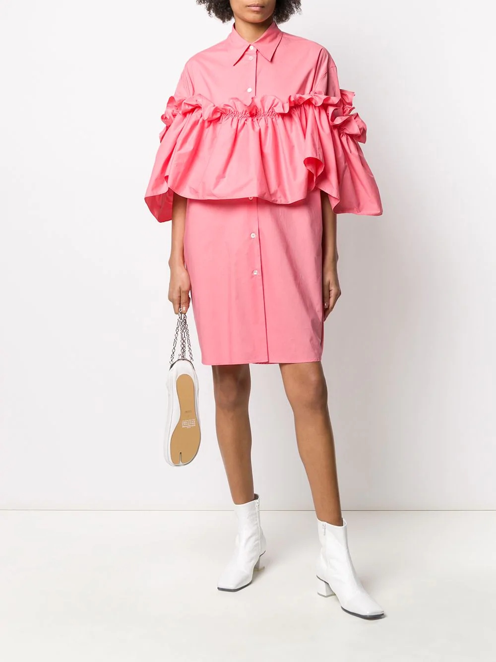 ruffle layered shirt dress - 2