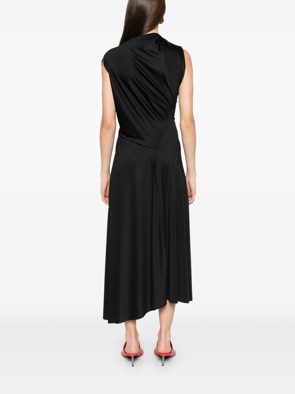 asymmetric drape midi dress - 4