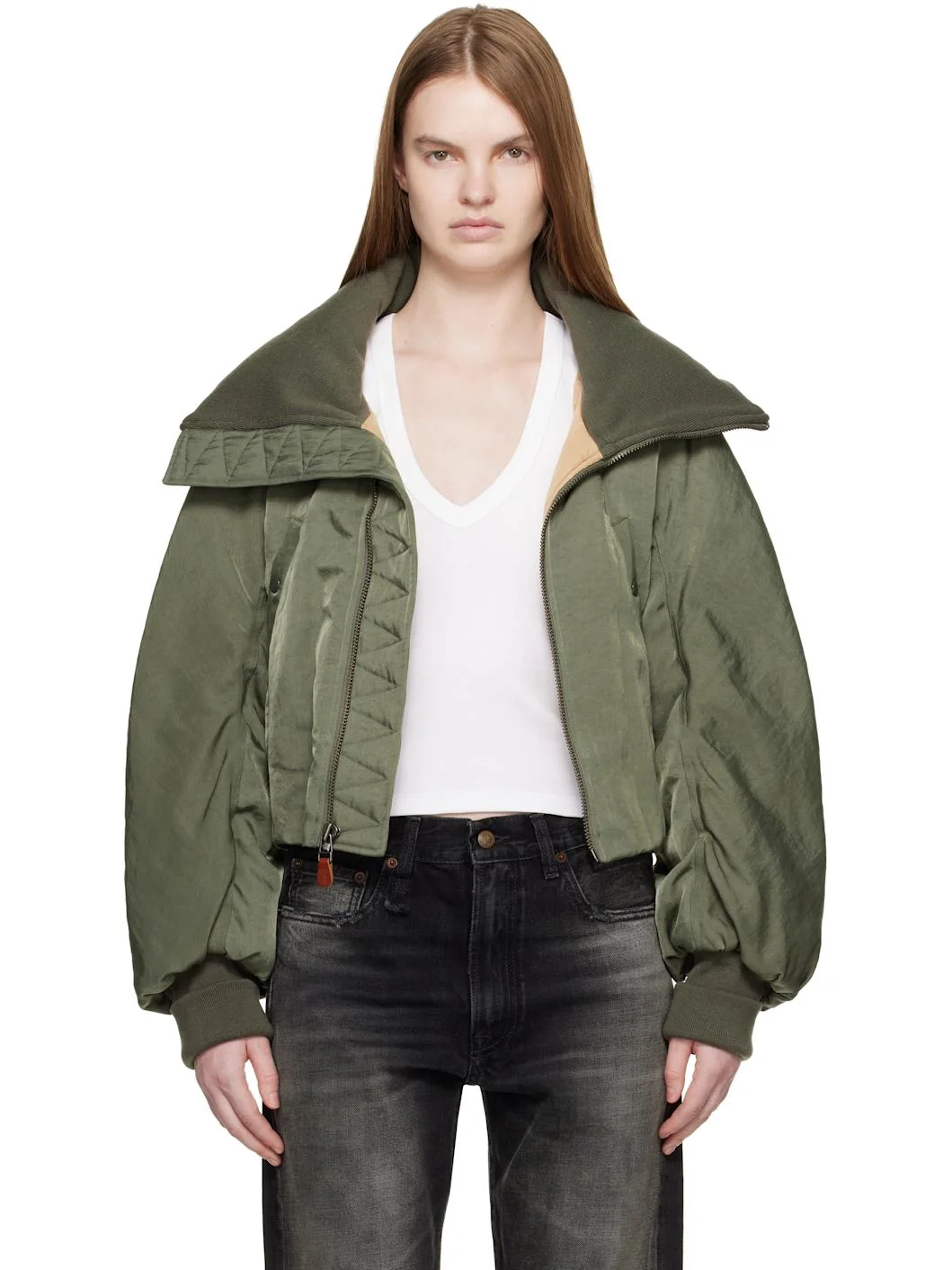 Khaki Oversized Padded Jacket - 1