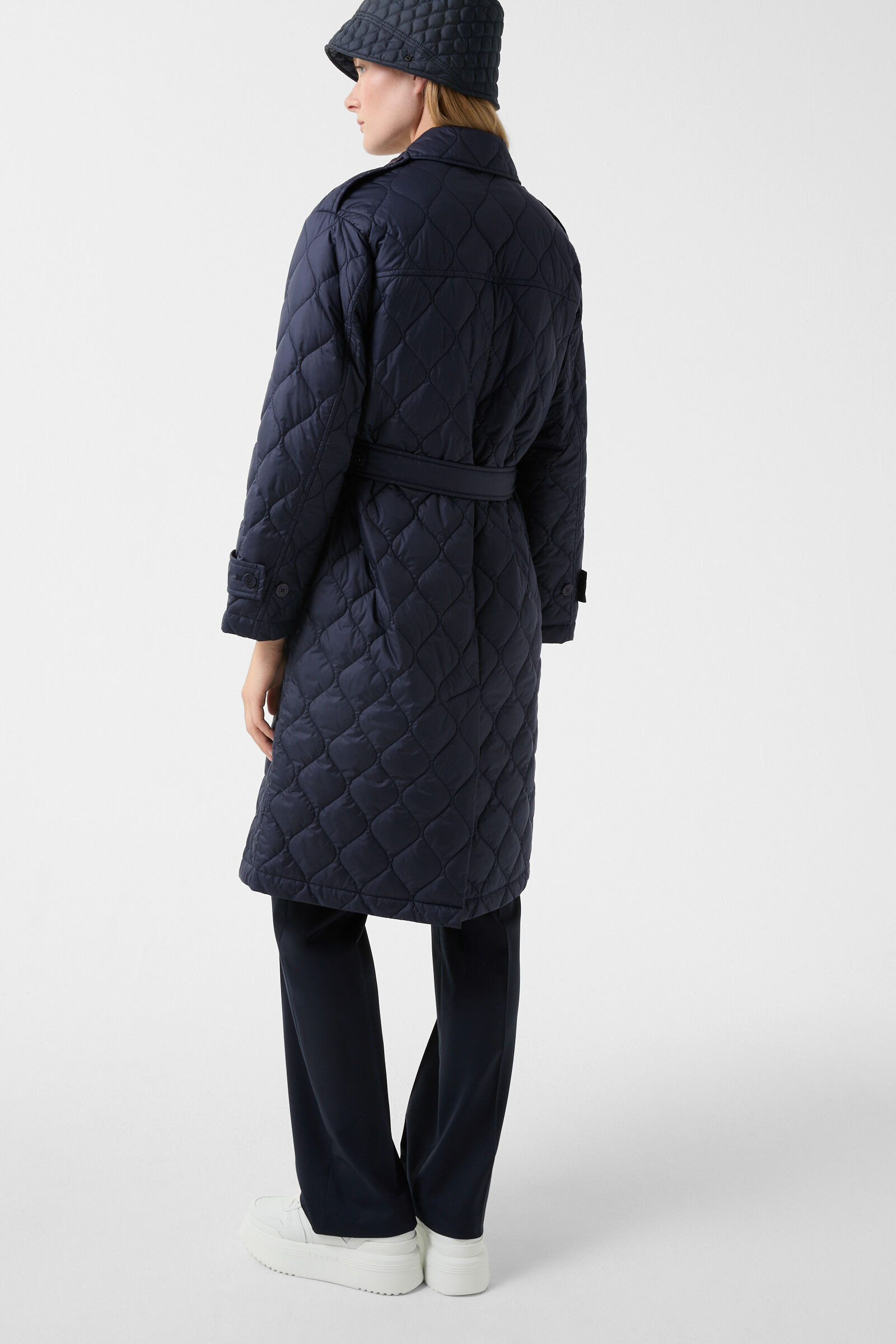 Quilted trench coat Ivory in Navy blue - 3
