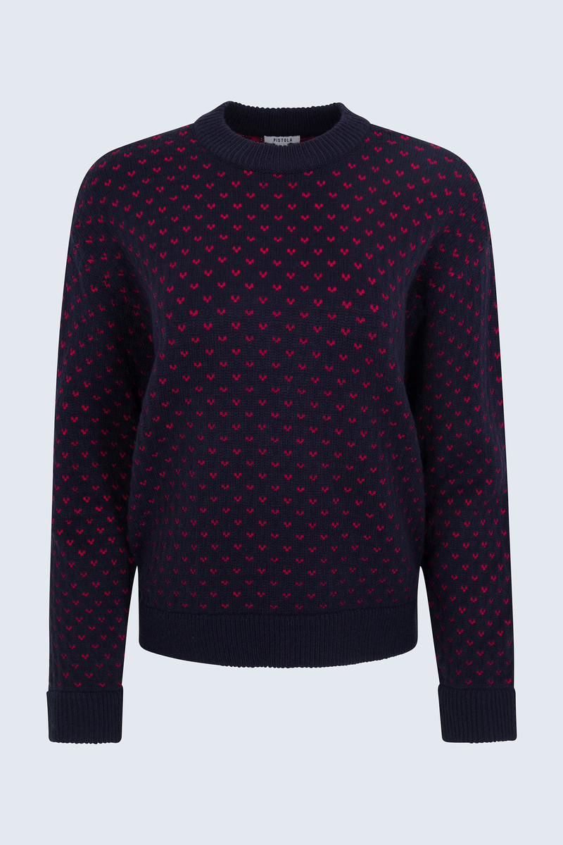 HANNA OVERSIZED SWEATER - NAVY RED HEARTS 7