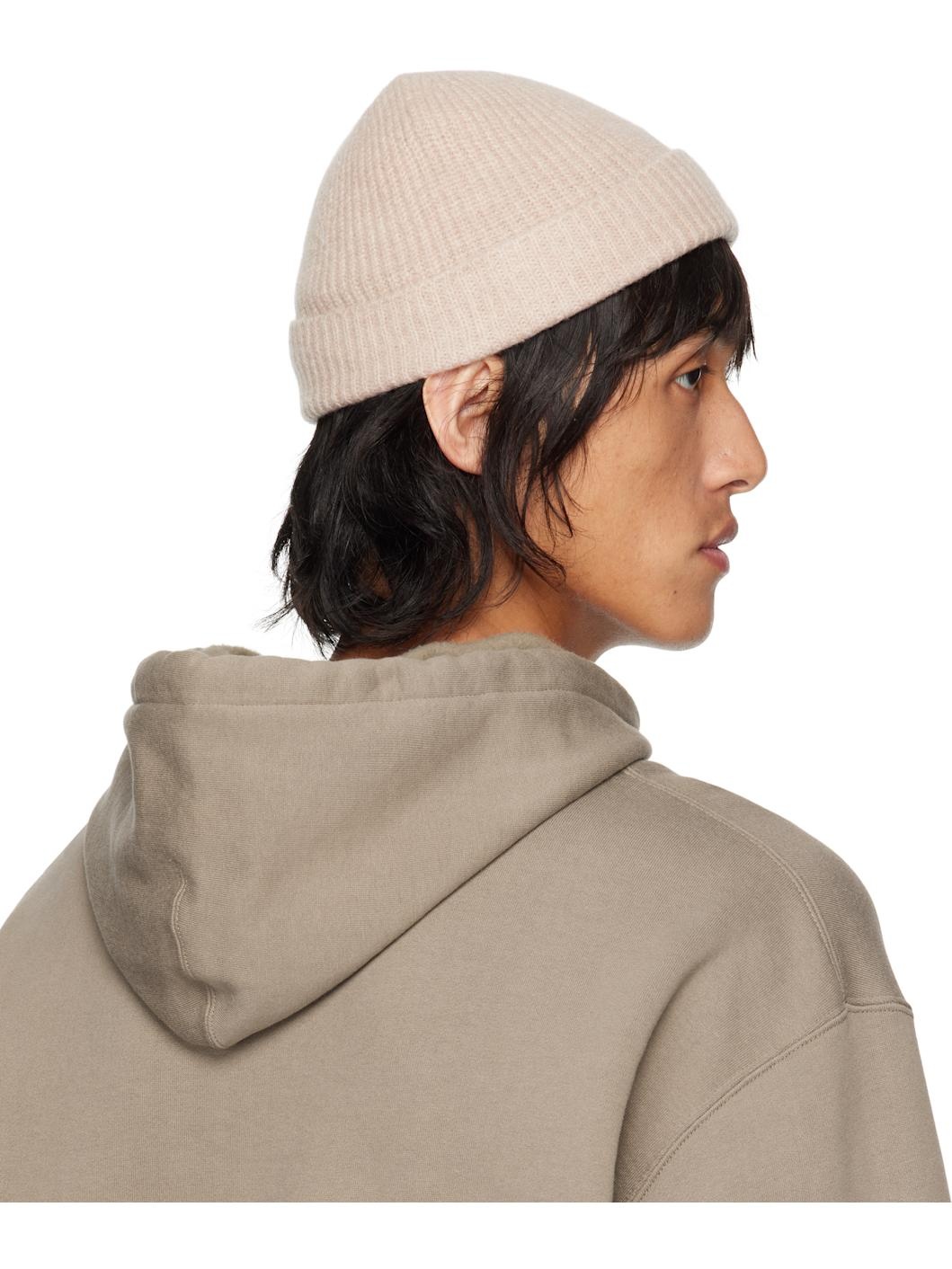 Beige Wool Soft Cord Knit Beanie - 3