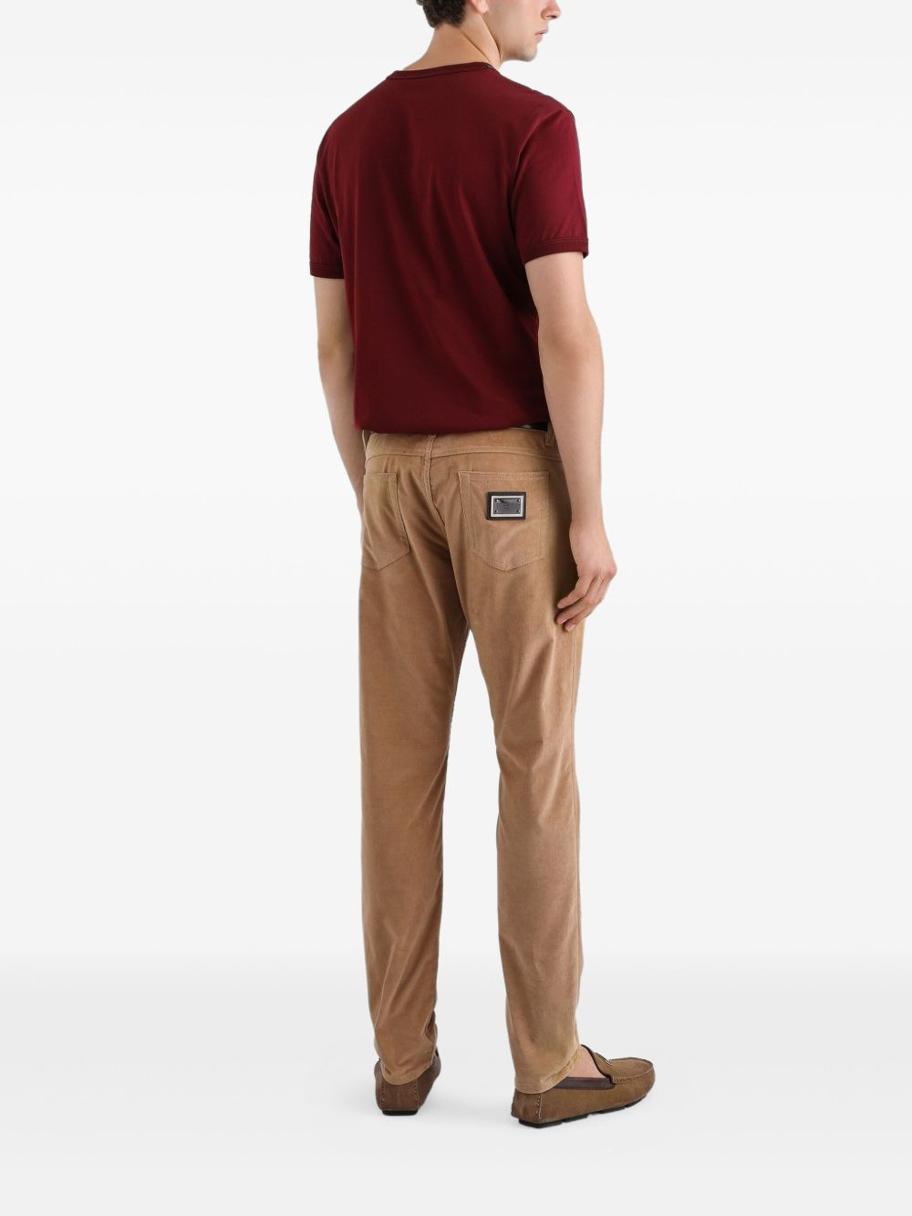 corduroy logo-plaque trousers - 3