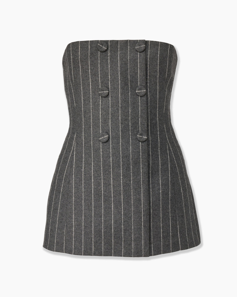Strapless Double-Breasted Pinstripe Top 1