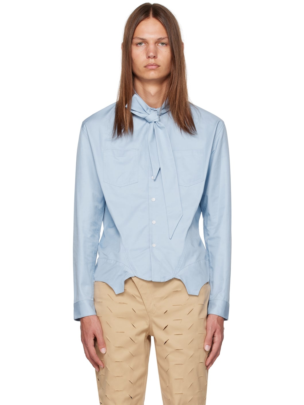 JUNTAE KIM Blue Corset Shirt | REVERSIBLE
