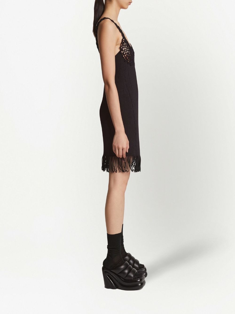 embroidered-detail ribbed-knit dress - 3