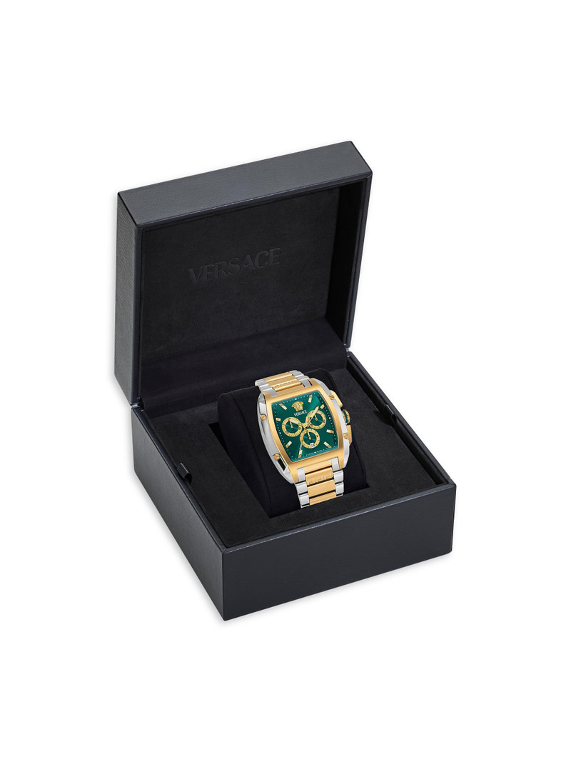 Men's Versace Dominus Two-Tone Stainless Steel Bracelet Watch/42MM x 50MM - Green Two Tone 5