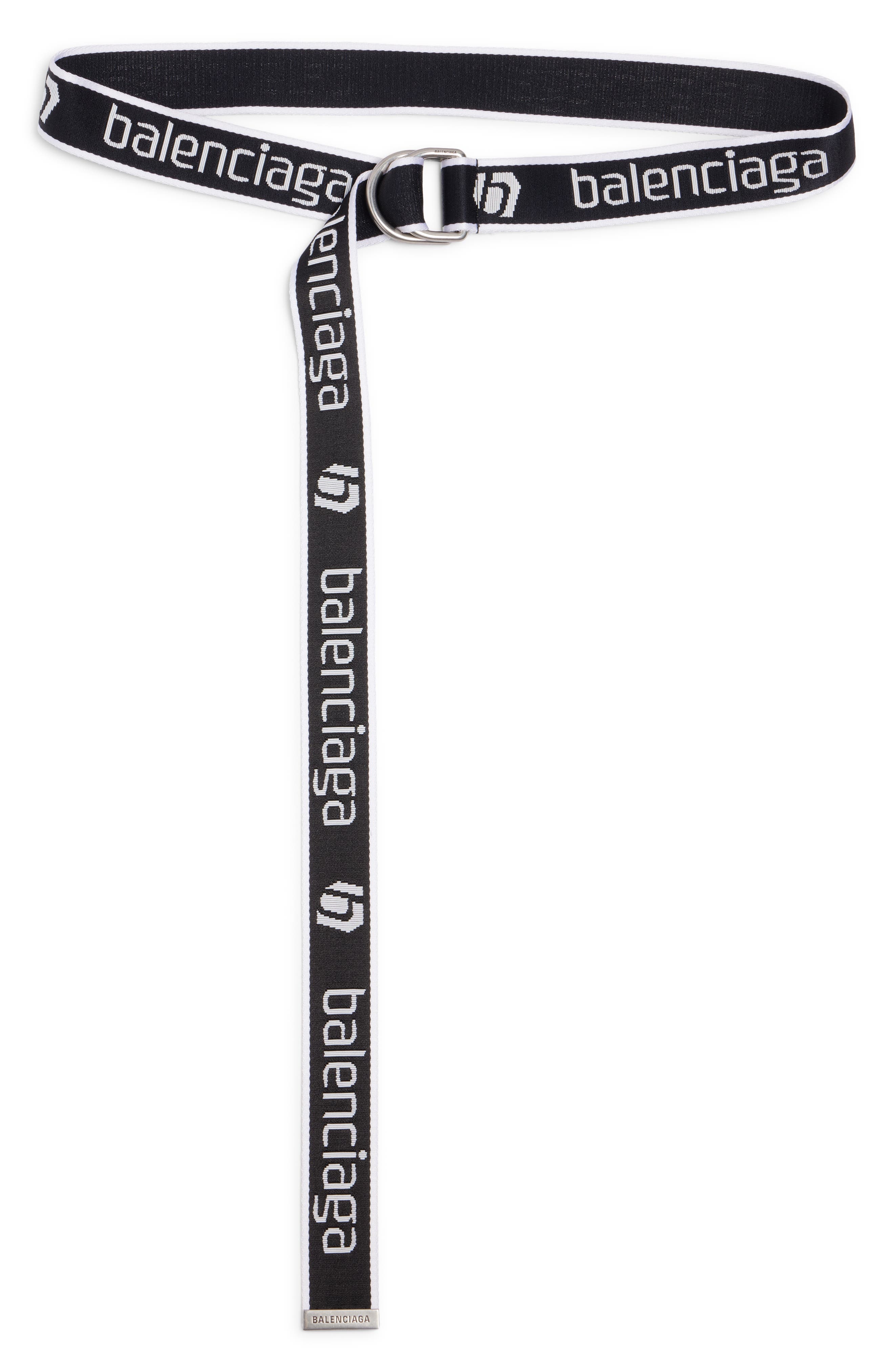 Balenciaga D-Ring Webbed Belt in Black/White at Nordstrom - 2