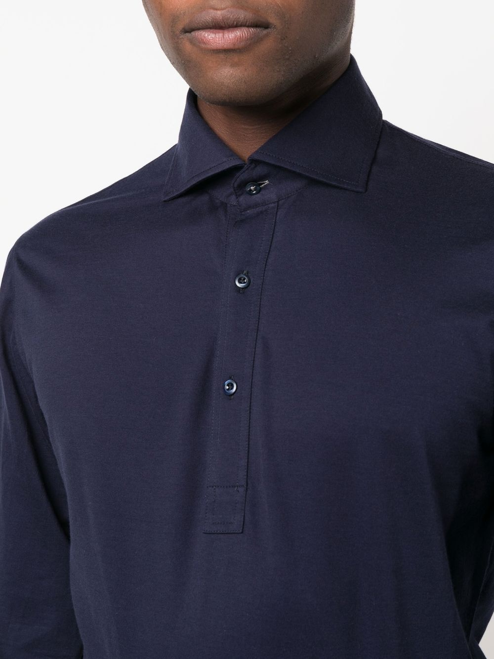 long-sleeve cotton polo shirt - 5