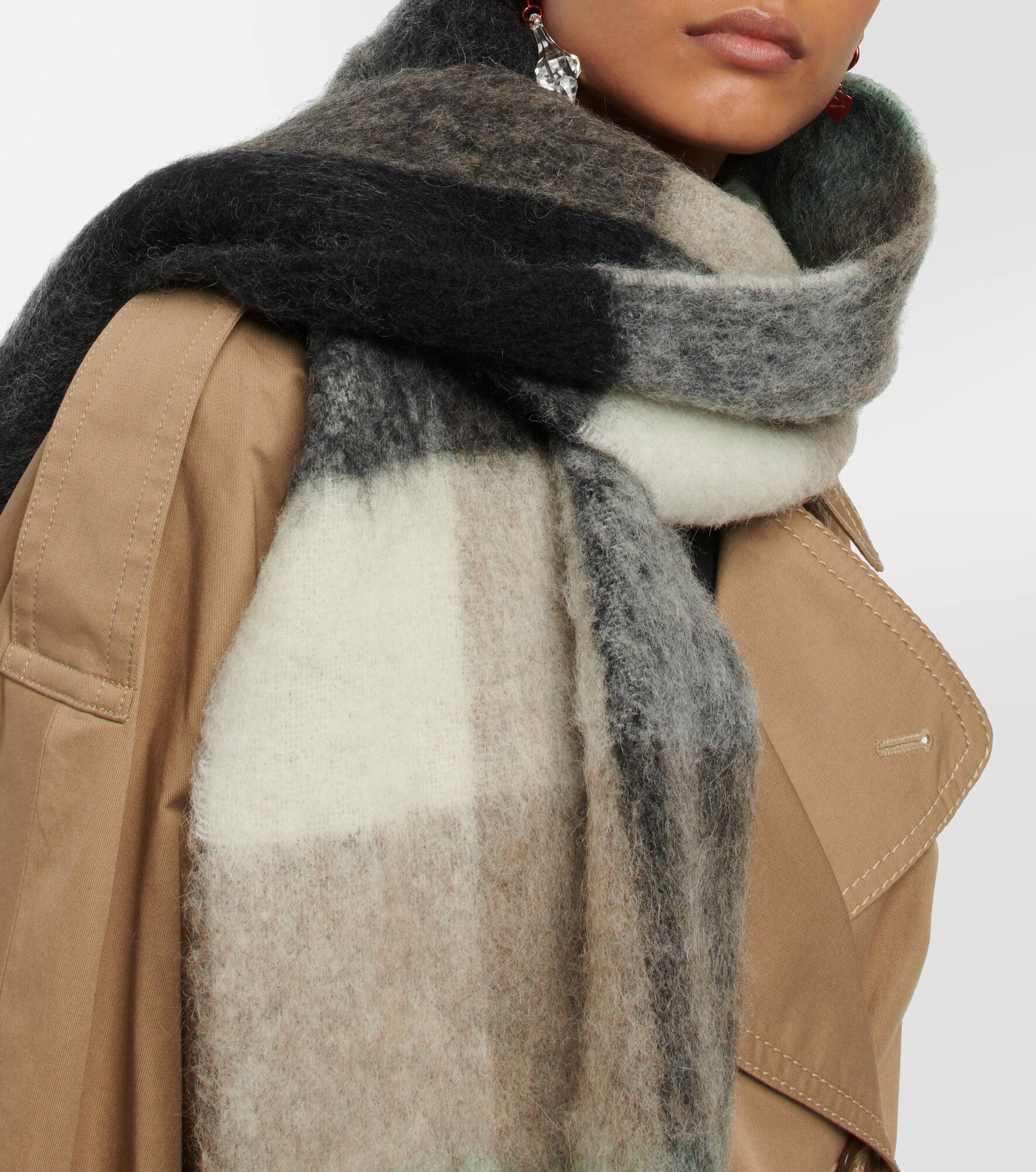 Checked alpaca wool-blend scarf - 3