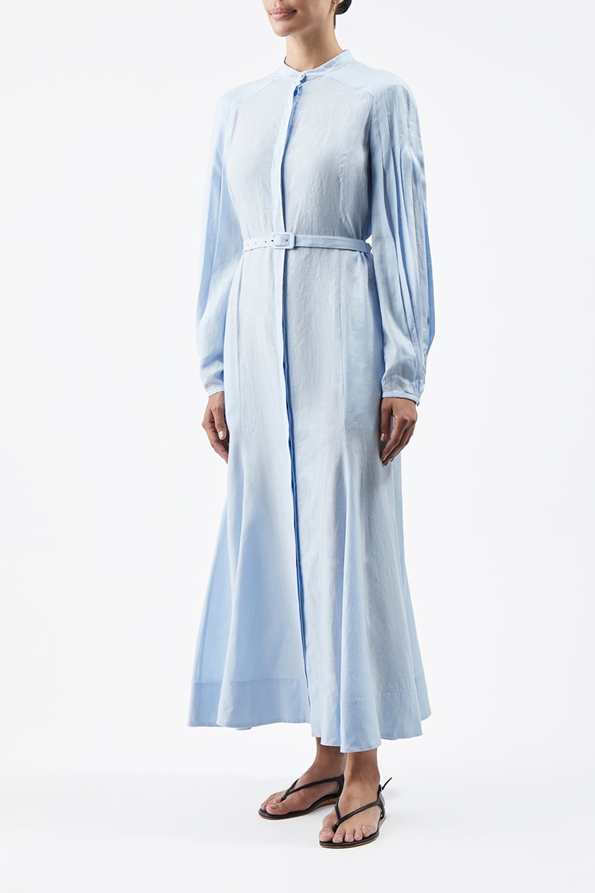 Lydia Dress in Light Blue Linen - 3