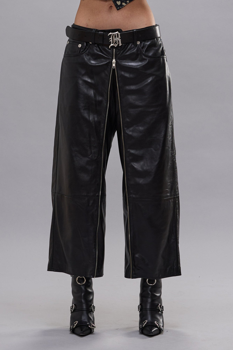 FRONT ZIP LEATHER PANT - 1